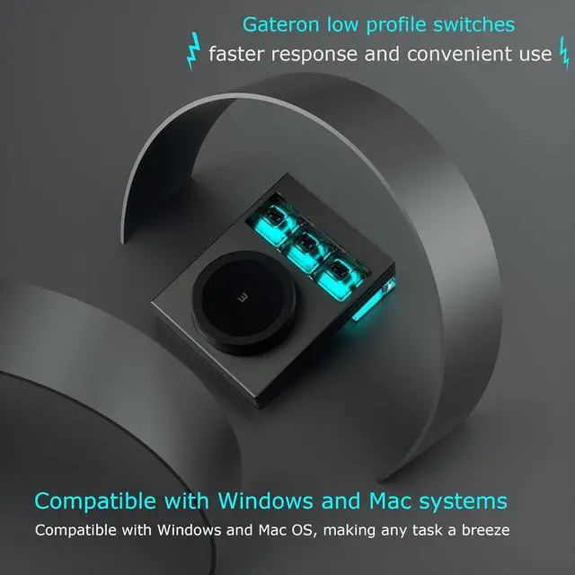 Alt view image 6 of 7 - Macro Programmable Keypad,Mini 3-Key OSU Programmable Mechanical Keyboard,Copy Paste Keyboard with Knob Type-C Interface Compatible,Support for Win and Mac Systems (Gray)