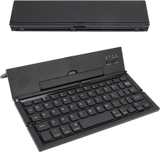 Alt view image 5 of 7 - Zunate Portable Bluetooth Keyboard, Foldable Keyboard with Stand, Aluminum Alloy Shell, 185mAh Rechargeable Multi Device Keyboard for Tablets Laptops Smartphones