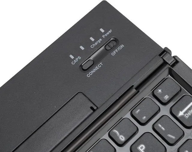 Alt view image 7 of 7 - Zunate Portable Bluetooth Keyboard, Foldable Keyboard with Stand, Aluminum Alloy Shell, 185mAh Rechargeable Multi Device Keyboard for Tablets Laptops Smartphones