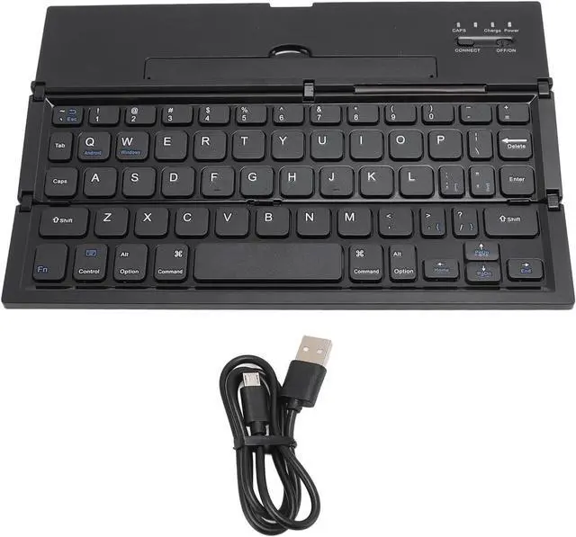 Alt view image 6 of 7 - Zunate Portable Bluetooth Keyboard, Foldable Keyboard with Stand, Aluminum Alloy Shell, 185mAh Rechargeable Multi Device Keyboard for Tablets Laptops Smartphones
