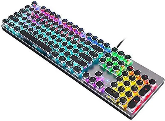 Main image of Gaming Keyboard, LED Rainbow Backlit, Ergonomic Full Size Keyboard with 7 Color Changing Multimedia Keys, for Computer, Desktop, Laptop (Color : B)