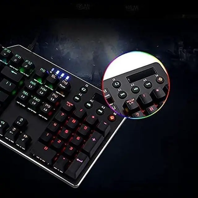 Alt view image 2 of 7 - USB Wired RGB Backlight Gaming Keyboard, Computer Mechanical Keypad with Multimedia Knob for Office/Home/School Office Keyboard