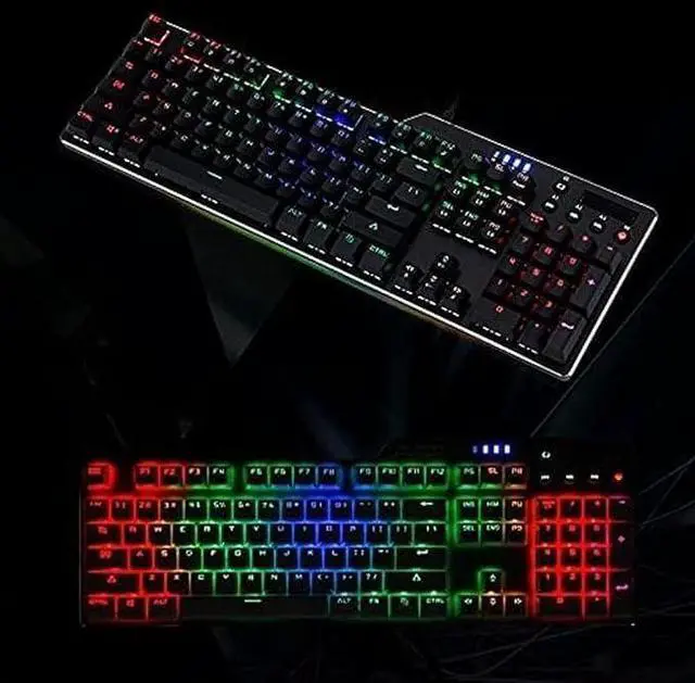 Alt view image 4 of 7 - USB Wired RGB Backlight Gaming Keyboard, Computer Mechanical Keypad with Multimedia Knob for Office/Home/School Office Keyboard