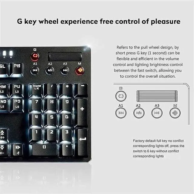 Alt view image 6 of 7 - USB Wired RGB Backlight Gaming Keyboard, Computer Mechanical Keypad with Multimedia Knob for Office/Home/School Office Keyboard