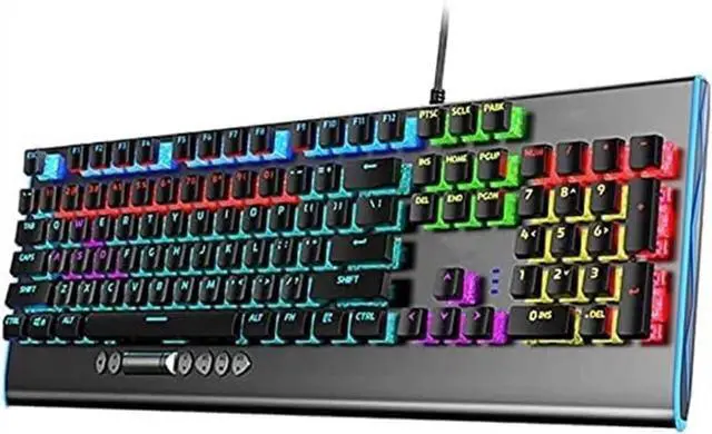 Main image of Mechanical Gaming Keyboard, LED Rainbow Backlit Wired Keyboard, 104 Keys, Suitable for PC and Desktop Computer