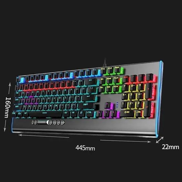 Alt view image 2 of 6 - Mechanical Gaming Keyboard, LED Rainbow Backlit Wired Keyboard, 104 Keys, Suitable for PC and Desktop Computer