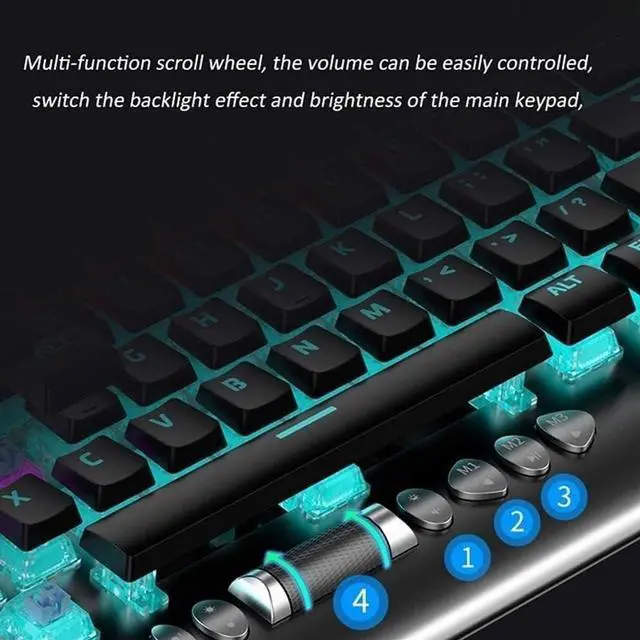 Alt view image 3 of 6 - Mechanical Gaming Keyboard, LED Rainbow Backlit Wired Keyboard, 104 Keys, Suitable for PC and Desktop Computer