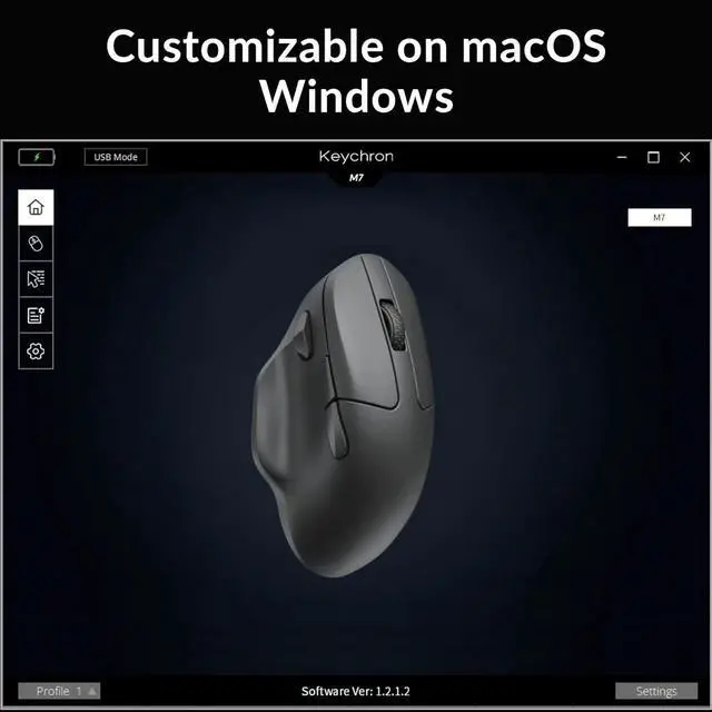 Alt view image 2 of 7 - M7 Wireless Computer Mouse 26K DPI Optical Computer Mouse 2.4 GHz/Bluetooth/Wired with Macro Button 63g Lightweight Ergonomic Up to 70 Hours Worktime for Laptop macOS/Windows - Black