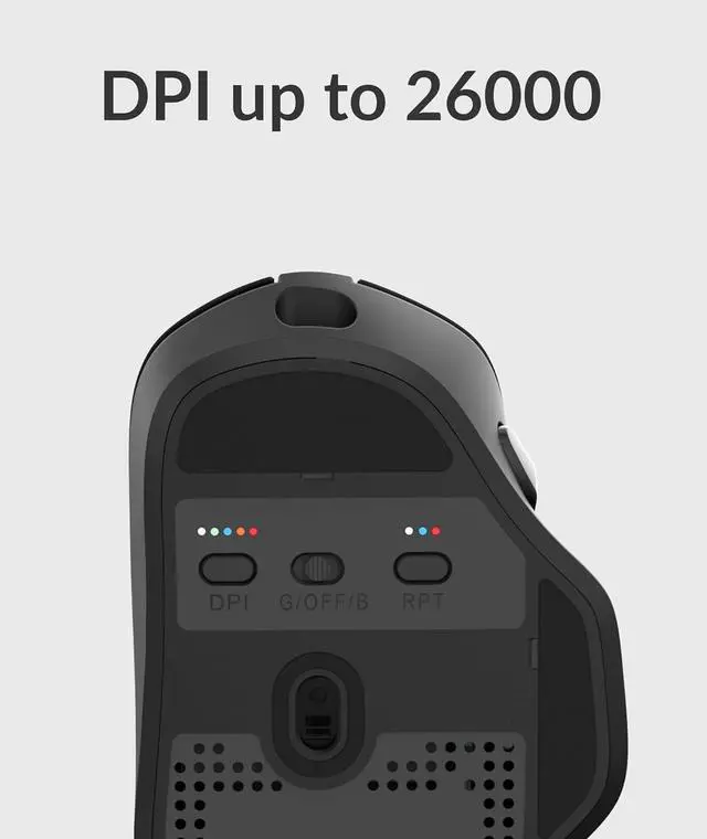 Alt view image 7 of 7 - M7 Wireless Computer Mouse 26K DPI Optical Computer Mouse 2.4 GHz/Bluetooth/Wired with Macro Button 63g Lightweight Ergonomic Up to 70 Hours Worktime for Laptop macOS/Windows - Black