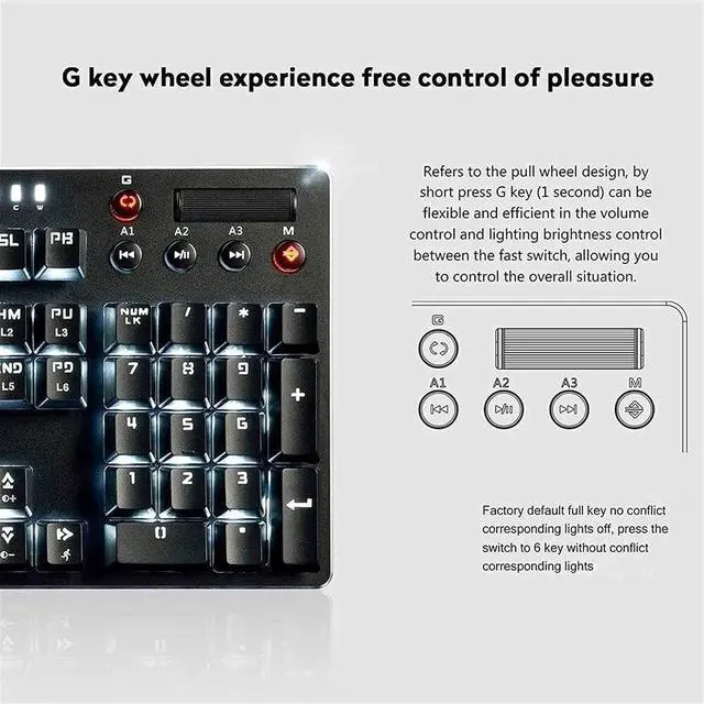 Alt view image 4 of 7 - USB Wired RGB Backlight Gaming Keyboard, Computer Mechanical Keypad with Multimedia Knob for Office/Home/School