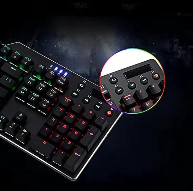 Alt view image 5 of 7 - USB Wired RGB Backlight Gaming Keyboard, Computer Mechanical Keypad with Multimedia Knob for Office/Home/School