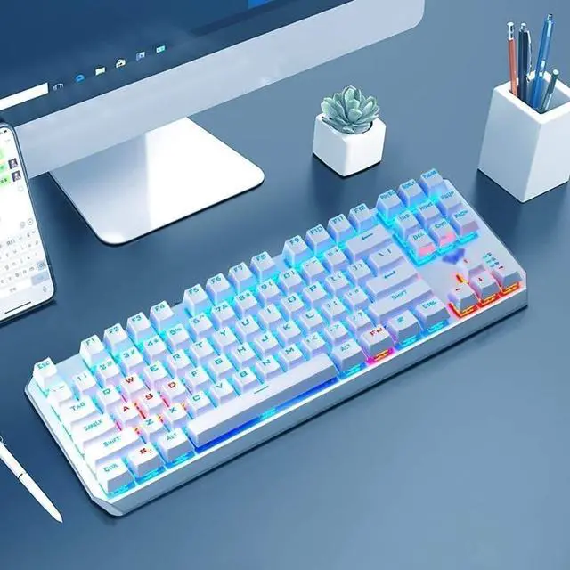 Alt view image 2 of 6 - LED Rainbow Gaming Backlit 87 Keys Anti-Ghosting Wired Keyboard for Win/Gaming Computer Keyboard