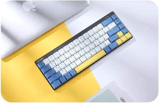 Alt view image 2 of 5 - Laptop Keyboard Wireless Mechanical Gaming Keyboard 68 Keys 60% Bluetooth Rechargeable Gaming Keyboard for PC Gamer Computer Laptop Computer Keyboard (Color : Blue) (White)