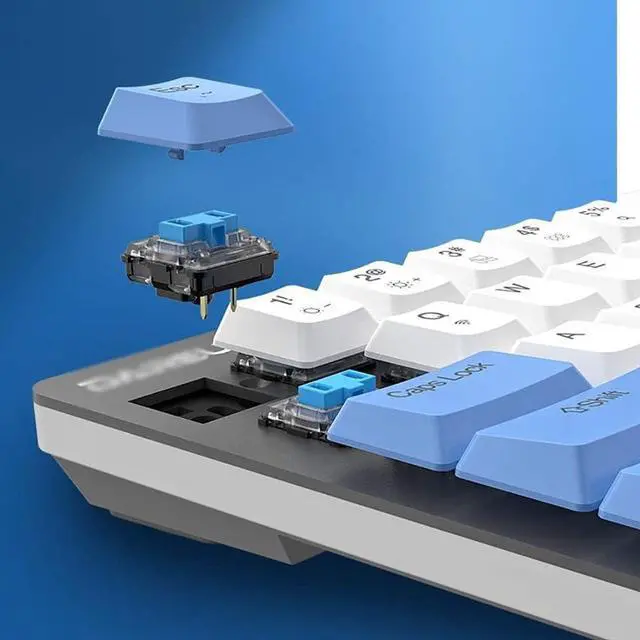 Alt view image 5 of 5 - Laptop Keyboard Wireless Mechanical Gaming Keyboard 68 Keys 60% Bluetooth Rechargeable Gaming Keyboard for PC Gamer Computer Laptop Computer Keyboard (Color : Blue) (White)