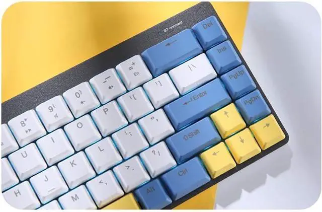 Alt view image 3 of 5 - Laptop Keyboard Wireless Mechanical Gaming Keyboard 68 Keys 60% Bluetooth Rechargeable Gaming Keyboard for PC Gamer Computer Laptop Computer Keyboard (Color : Blue) (White)