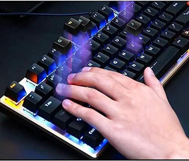Alt view image 6 of 6 - Wired Computer Mechanical Gaming Keyboard, 108 Keys Keypad Without Conflict, Mixed Light Backlit, USB Interface