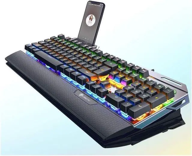 Alt view image 5 of 5 - Mechanical Keyboard, Black Shaft Green Shaft Metal Wired Keyboard, Desktop Computer Notebook USB Keyboard, Black, White Office, Game Dedicated