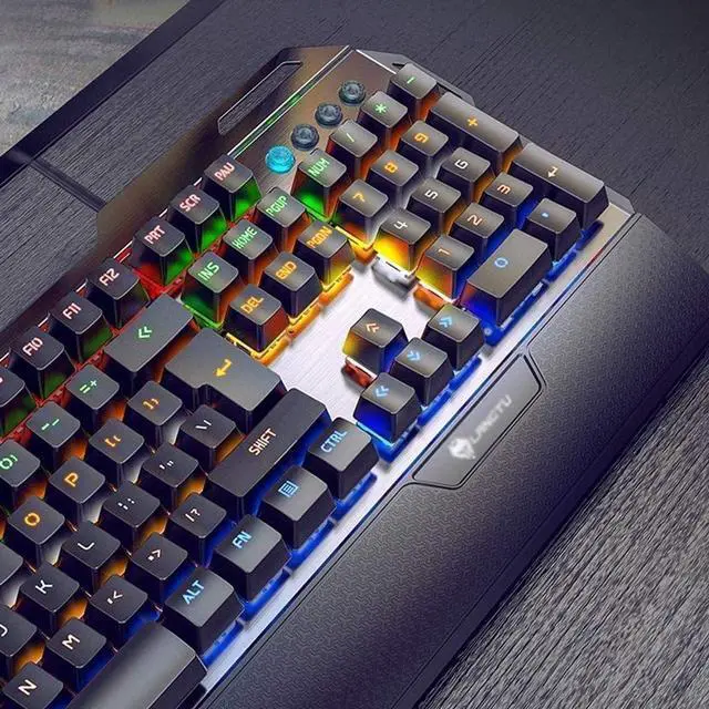 Alt view image 2 of 5 - Mechanical Keyboard, Black Shaft Green Shaft Metal Wired Keyboard, Desktop Computer Notebook USB Keyboard, Black, White Office, Game Dedicated