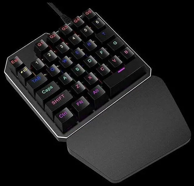 Alt view image 2 of 5 - Portable Gaming Keyboard, USB Wired Small 35keys One-Hand Keypad, RGB Colorful Backlight Half Keyboard for Computer Game