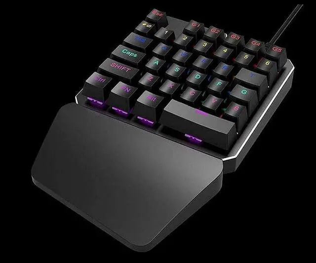 Alt view image 3 of 5 - Portable Gaming Keyboard, USB Wired Small 35keys One-Hand Keypad, RGB Colorful Backlight Half Keyboard for Computer Game