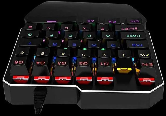 Alt view image 4 of 5 - Portable Gaming Keyboard, USB Wired Small 35keys One-Hand Keypad, RGB Colorful Backlight Half Keyboard for Computer Game