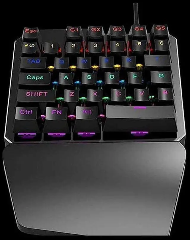 Alt view image 5 of 5 - Portable Gaming Keyboard, USB Wired Small 35keys One-Hand Keypad, RGB Colorful Backlight Half Keyboard for Computer Game