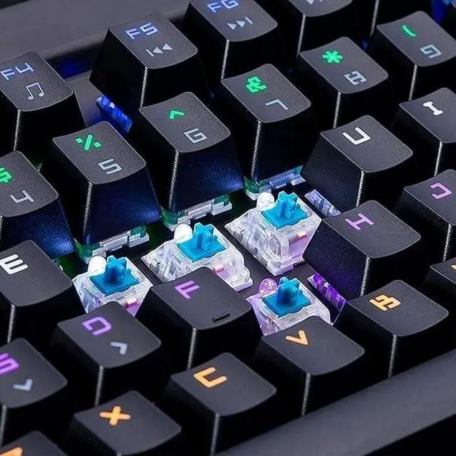 Alt view image 4 of 4 - Computer Keyboards Mechanical Gaming Keyboard Floating Keycap with 108 Keys, with Hybrid LED Metal Panel