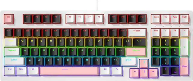 Alt view image 4 of 7 - Small 98Keys Mechanical Gaming Keyboard with LED Backlights, Ergonomic Keyboard for PC Gamers Office Wire Keyboard