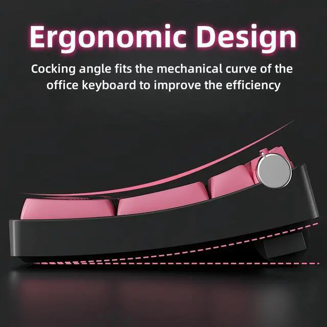 Alt view image 4 of 7 - MK100 Black and Pink Wireless Mechanical Keyboard,98% Compact 100 Keys Bluetooth/2.4G Gasket Structure Ergonomic Keyboard USB-C Rechargeable Gaming Keyboards for PC/Laptop/Office