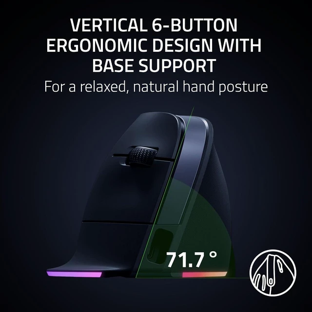 Alt view image 2 of 7 - Pro Click V2 Vertical Wireless Mouse 6-Button Ergonomic Design