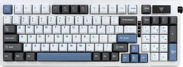 Main image of MOLGRIA G98 Wireless Mechanical Keyboard, Light Backlit Keyboards, USB-C/BT5.0/2.4G Wi-Fi Connected Gasket Gaming Keyboard with Side Knob for Home Office and Personal Computer (White Blue)