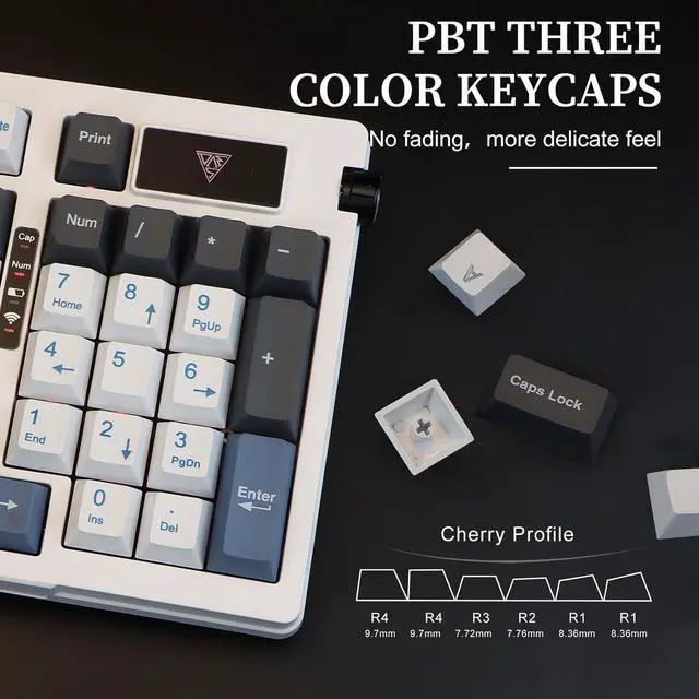 Alt view image 3 of 7 - MOLGRIA G98 Wireless Mechanical Keyboard, Light Backlit Keyboards, USB-C/BT5.0/2.4G Wi-Fi Connected Gasket Gaming Keyboard with Side Knob for Home Office and Personal Computer (White Blue)