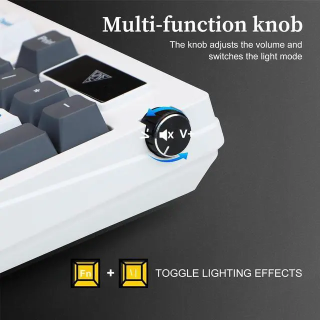 Alt view image 5 of 7 - MOLGRIA G98 Wireless Mechanical Keyboard, Light Backlit Keyboards, USB-C/BT5.0/2.4G Wi-Fi Connected Gasket Gaming Keyboard with Side Knob for Home Office and Personal Computer (White Blue)