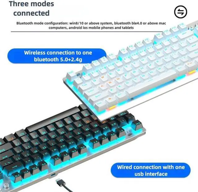 Alt view image 4 of 7 - Aula F3001 Wireless Mechanical Gaming Keyboard, RGB Backlit, Bluetooth/2.4GHz/USB-C, Pre-lubed Linear Switches, for PC/Tablet/PS/Xbox