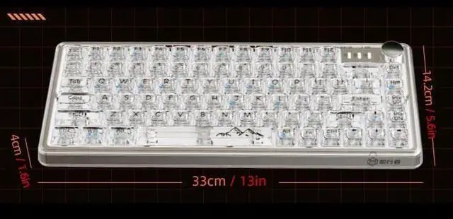 Alt view image 6 of 7 - Wireless Hot Swappable Transparent Mechanical Keyboard, RGB Full Color Backlight, 70% Layout, Three-Mode Connection, RGB Backlit, for Windows/Mac(Clear)
