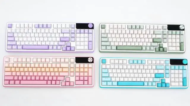 Main image of 98-Key Hot-Swappable Mechanical Keyboard, Tri-Mode Wireless (Bluetooth/2.4G/Type c), RGB Backlight, Compatible with Mac/Windows  Clear Sky Blue, Purple, Pink, Green Colors