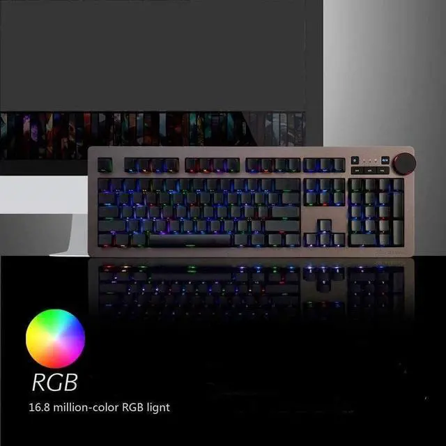 Alt view image 3 of 7 - HCUCTOS Green Axis Black Axis Tea Axis RGB Cable Computer Gaming Esports Player Mechanical Keyboard(Black Cherry Shaft White Light)