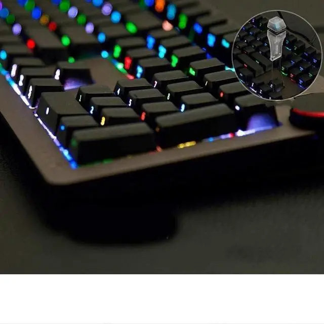 Alt view image 4 of 7 - HCUCTOS Green Axis Black Axis Tea Axis RGB Cable Computer Gaming Esports Player Mechanical Keyboard(Black Cherry Shaft White Light)