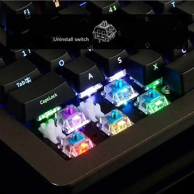 Alt view image 2 of 7 - HCUCTOS Green Axis Black Axis Tea Axis RGB Cable Computer Gaming Esports Player Mechanical Keyboard(Black Cherry Shaft White Light)