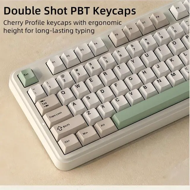 Alt view image 7 of 7 - K104 Retro Mechanical Keyboard with Knob,98% Gasket Structure Tri-Mode Wireless BT5.0/2.4G/Type-C Wired RGB HotSwap Full Size NKRO Gaming Keyboard 8000mAh Battery,PBT Keycaps for PC/Mac