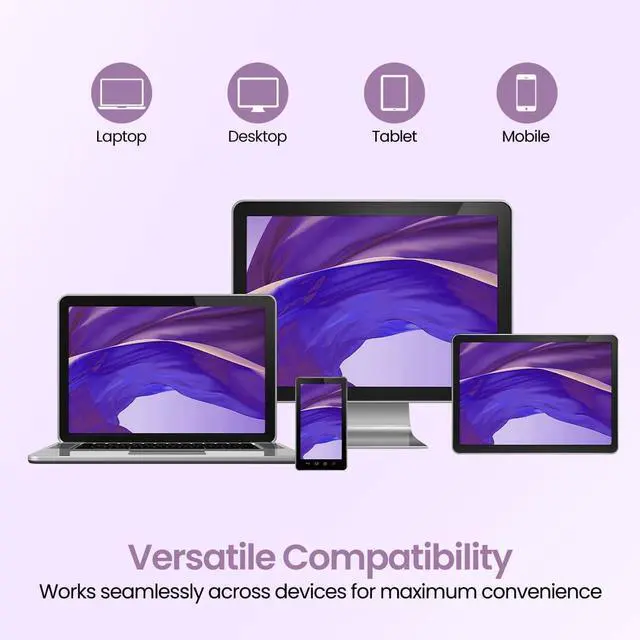 Alt view image 6 of 7 - genric Bubble Square Wireless Keyboard with Bluetooth + 2.4 GHz USB Receiver (Dual Connectivity), Pair 3 Devices Max, Multimedia Hotkeys, for Laptop, PC, Smartphone, Tablet (Purple)