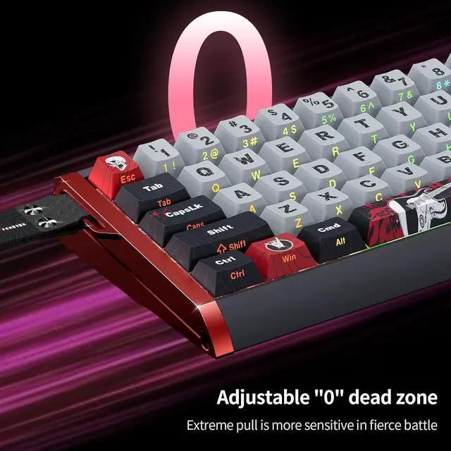 Alt view image 6 of 7 - Glacier Skyloong GK68HE Aluminum Case, Wired Detachable USB-C, Hot Swappable, Volume Knob, Side Print Keycaps, Hall Effect, Magnetic Keyboard (Contour Line/Gradient Black, Standard Cable)