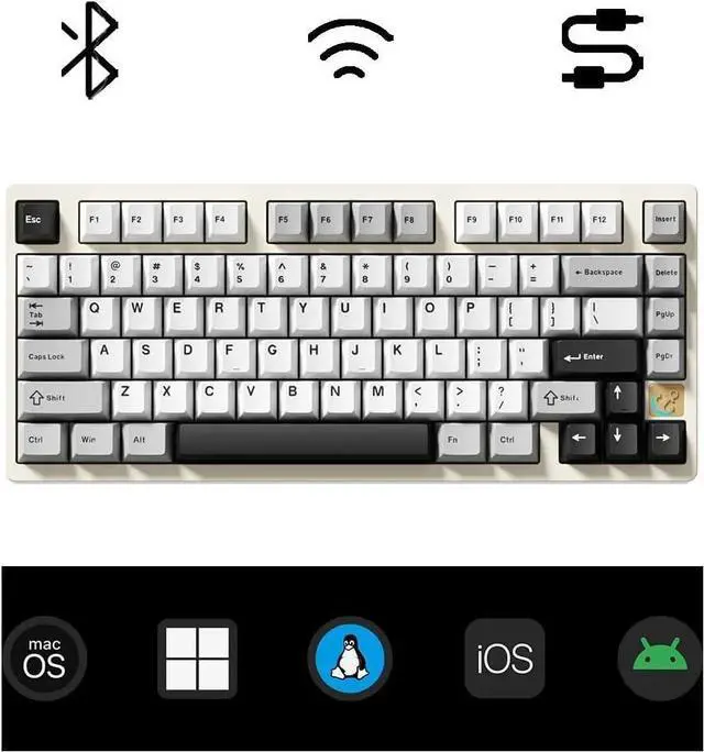 Alt view image 4 of 7 - Glacier Weikav Stars75s, Wireless/Wired, Detachable USB-C, Hot Swappable, CNC Aluminum Case, RGB Lighting, Pre-Built Mechanical Keyboard (Black Anodizing, Standard Cable)
