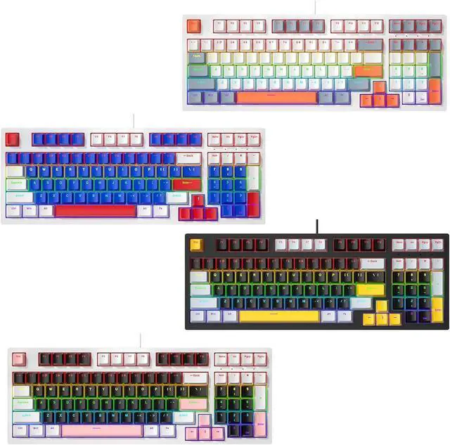 Alt view image 3 of 7 - Mechanical Gaming Keyboard with LED Backlit Keyboard 96 Keys Corded Computer Keyboard for Laptop PC Gamers Office Workers