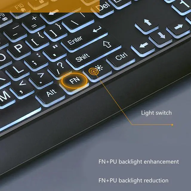 Alt view image 4 of 7 - Large Print Computer Keyboard USB LED Keyboard Full Size Computer Keyboard with Customizable LED Backlit Lighting