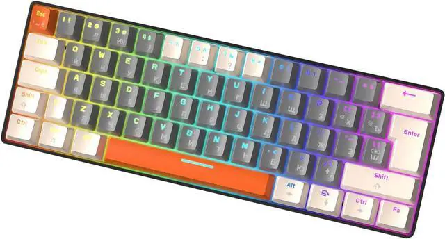 Main image of Mechanical Gaming Keyboard, 60% Mechanical Green Switch 62 Keys Russian Gaming Computer Keyboard 62 Keys Russian Mechanical Keyboard 60% Small Luminous for Laptop