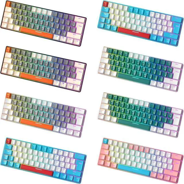 Alt view image 2 of 7 - Mechanical Gaming Keyboard, 60% Mechanical Green Switch 62 Keys Russian Gaming Computer Keyboard 62 Keys Russian Mechanical Keyboard 60% Small Luminous for Laptop