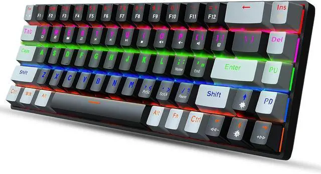 Main image of Gaming Mechanical Keyboard Luminous Blue Switch Backlit Type-C 68-Key Keypad for Computer Keyboards 60% New 68-Key Luminous Keyboard Electronic, Black