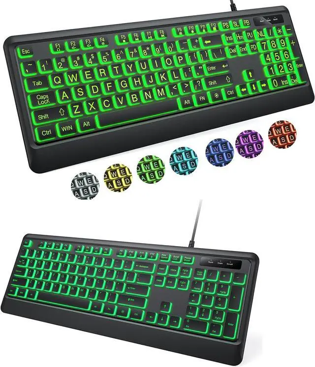 Main image of Large Print Backlit Keyboard and Backlit Wired Keyboard
