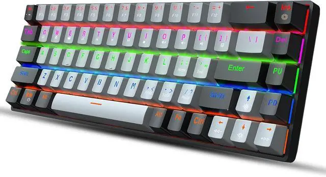 Alt view image 5 of 7 - Gaming Mechanical Keyboard Luminous Blue Switch Backlit Type-C 68-Key Keypad for Computer Keyboards 60% New 68-Key Luminous Keyboard Electronic, Black